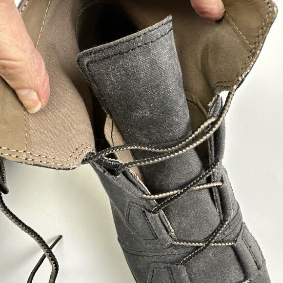 Sorel Major Lace Up Ankle Boot Wedge Gray Canvas Leather NL2163-010 Womens 10 - Picture 12 of 14